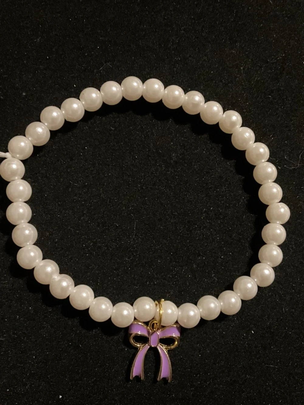 Purple Pearl Pet Collar Necklace with Bow – Small Adjustable Dog/Cat Jewelry
